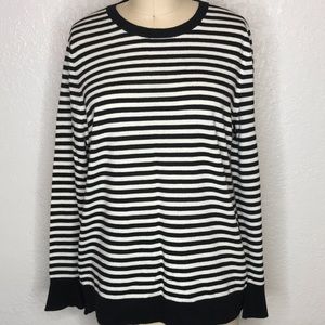 Talbots Striped Bell Cuff Crew Sweater